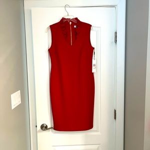 CALVIN KLEIN red midi dress NEW WITH TAG size 10